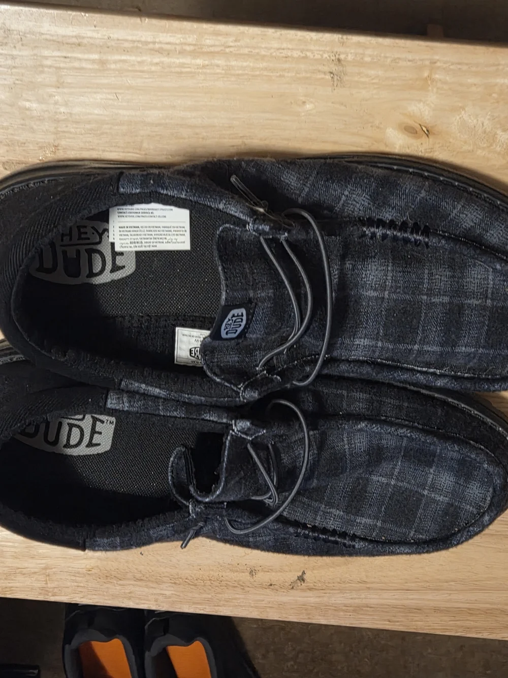 Hey Dude Men's Black Plaid Wally Casual Shoes